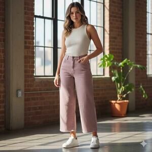 And Now This Women’s Plus Size Wide Leg Trousers - Mauve - 14W